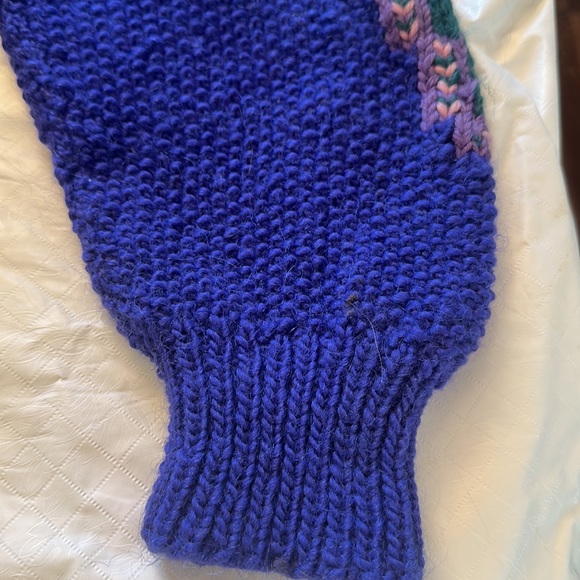 Handmade Button Down Floral Textured Knit Sweater Wide Puffy Shoulders SZ M - Picture 10 of 13